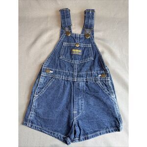 Vintage OshKosh B'Gosh Toddler Short Overalls 3T USA Made 100% Cotton Denim‎